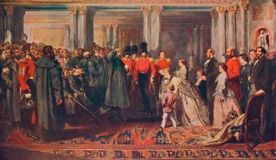 Queen Victoria presenting medals to the Guards after the Crimean War, 1856 1906 by W Bunney