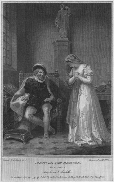 Measure for Measure. Act 2. Scene 4. Angelo and Isabella, 1797 by W. C. Wilson
