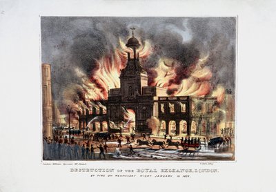 Destruction of the Royal Exchange, 2nd Fire, London by W Clerk
