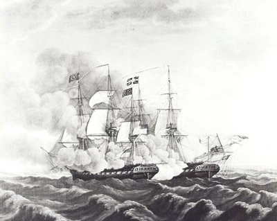 USS Constitution and HMS Guerriere by John Ward Dunsmore