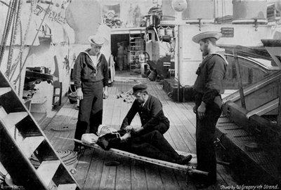 Ambulance drill on board the cruiser HMS Tartar, 1896 by W Gregory