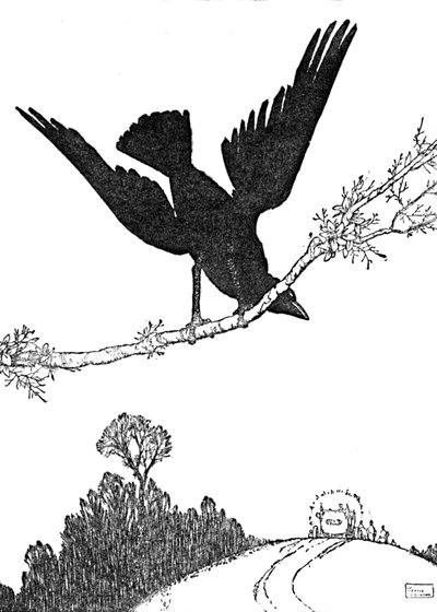 And Flapped His Black Wings at the Carriage Till It Was Out of Sight by William Heath Robinson