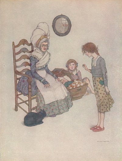 She Sat Down One Day and Made Out of Some Pieces of Red Cloth a Pair of Little Shoes by William Heath Robinson