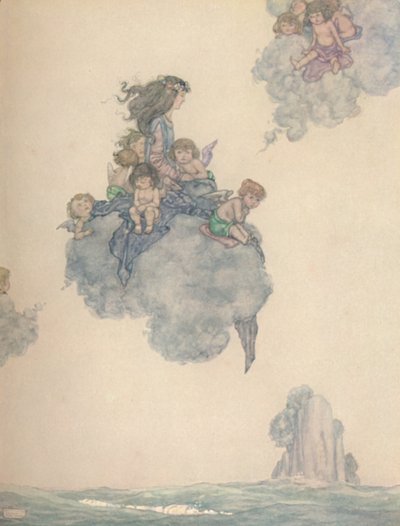 With The Rest of Her Children of Air, Soared High Above the Rosy Cloud by William Heath Robinson