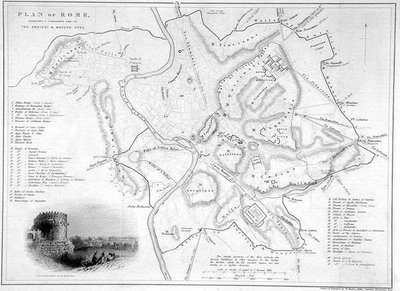 Rome, Italy: Comparative Map of Ancient and Modern Sites by W Hughes