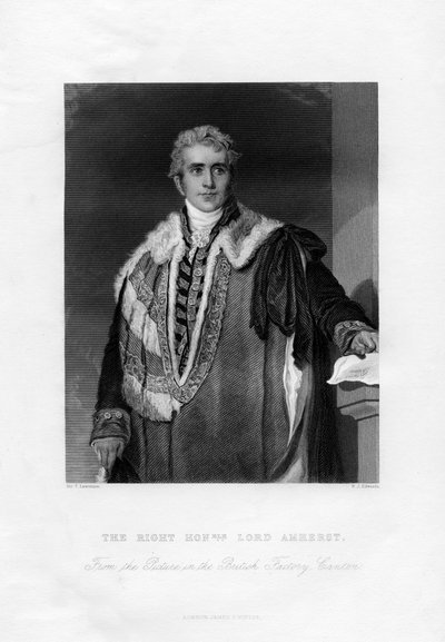 William Pitt Amherst, 1st Earl Amherst, Governor-General of India, 19th century by W. J. Edwards