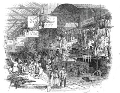 Leadenhall Market, on Christmas Eve, 1845 by W. J. Linton