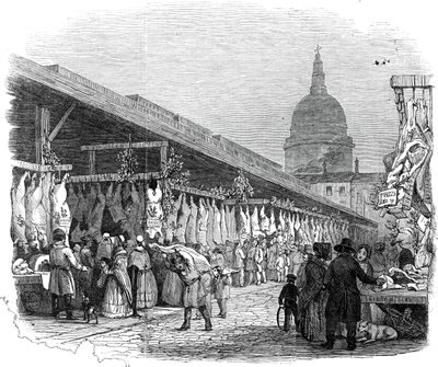 Newgate Market, on Christmas Eve by W. J. Linton
