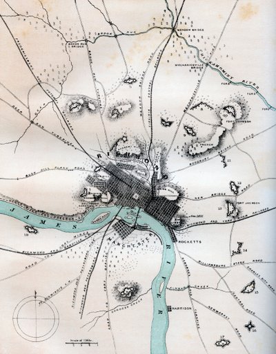 A Map of Richmond and Its Vicinity Showing All Batteries by W Kemble