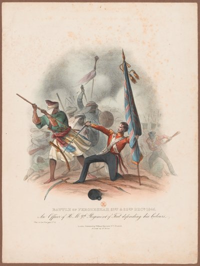 Battle of Ferozeshah, 21st & 22nd December 1845. An Officer of HM 9th Regiment Defending His Colours by W. Kohler