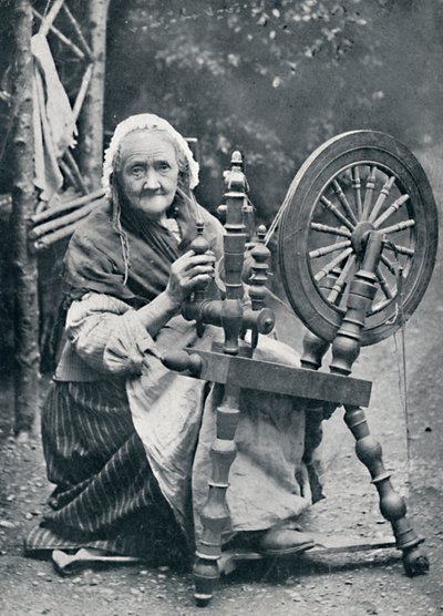 An Old Irish Woman at Her Spinning-Wheel by W. Lawrence
