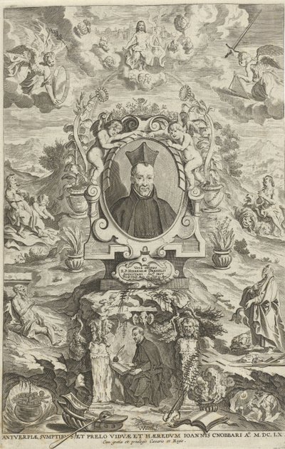 Portrait of Jeremias Drexel Title Page for: J. Drexel, The Sunflower or The Conformity of the Human Will with the Divine, 1660 by W Merel van
