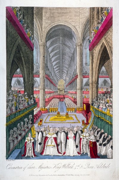 Coronation of William IV and Queen Adelaide in Westminster Abbey, London by W Read