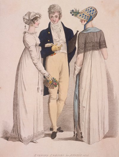 Two Women and a Man Wearing Evening Dress by W Read