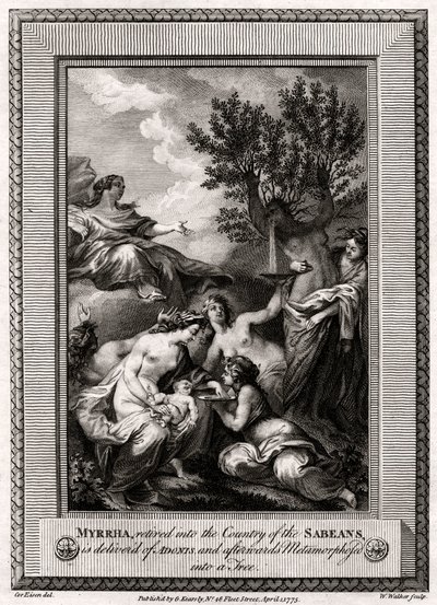 Myrrha, Retired into the Country of the Sabeans, is Delivered of Adonis by W. Walker