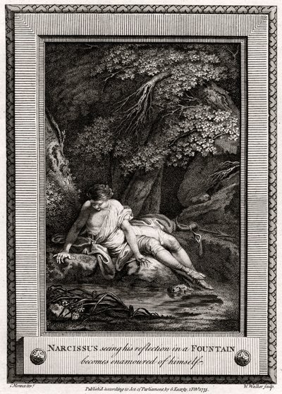 Narcissus seeing his reflection in a Fountain, 1775 by W. Walker