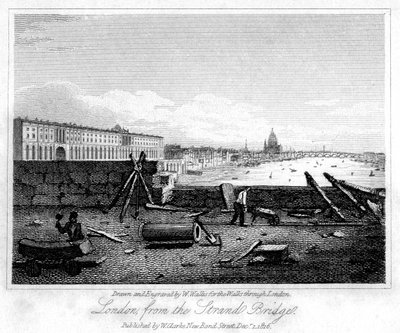 London from the Strand Bridge, 1816 by W. Wallis