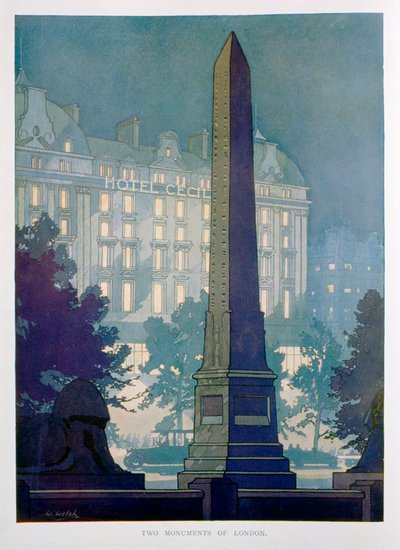 Two Monuments of London, Advert for the Hotel Cecil, 1925 by W. Welsh