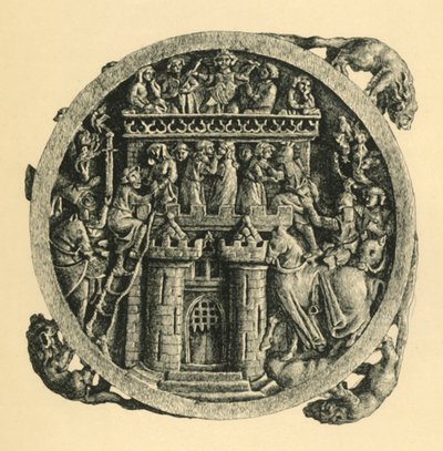 Ivory mirror case depicting the Storming of the Castle of Love, early-mid 14th century, 1881 by W. Wise