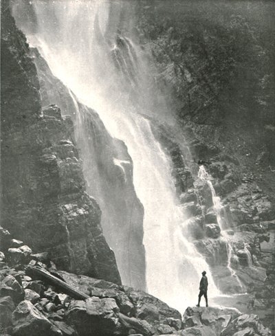 A waterfall in the hill district, Dehra Dun, India, 1895 by W and S Ltd