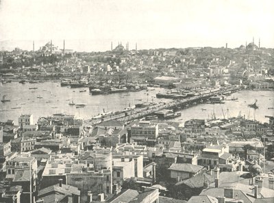 The Galata Bridge Across the Golden Horn, Constantinople, Ottoman Empire, 1895 by W and S Ltd