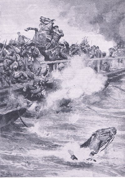 Sevastopol: The retreat over the bridge of boats by Wal Paget