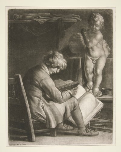 Young Man with a Statue of Cupid by Wallerant Vaillant