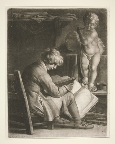 Young Man with a Statue of Cupid by Wallerant Vaillant