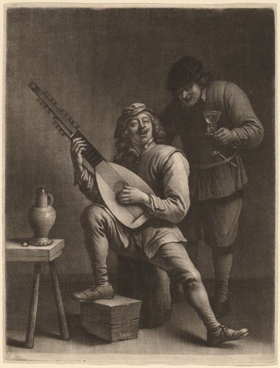The Lute Player and the Drinker by Wallerant Vaillant after David Teniers the Younger