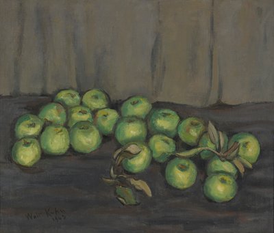 Green Apples with Gray Curtain by Walt Kuhn