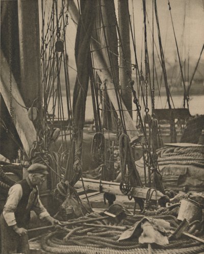 At the Foot of the Mast on a Thames Barge, c1935 by Walter Benington
