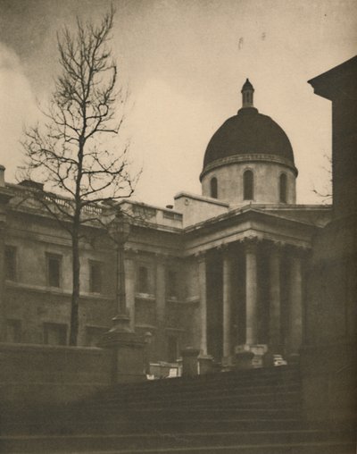 The National Gallery from the Terrace Steps of Trafalgar Square by Walter Benington