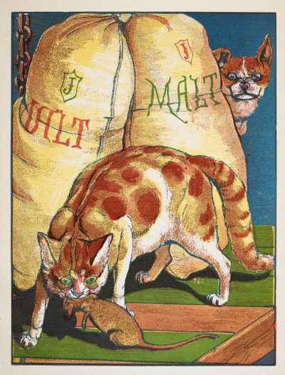 A Cat Killing a Rat by Walter Crane