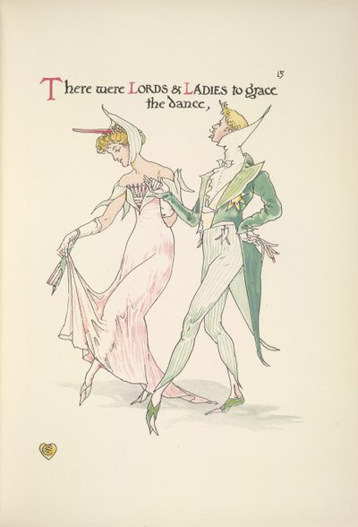 A young man and woman preparing to dance by Walter Crane