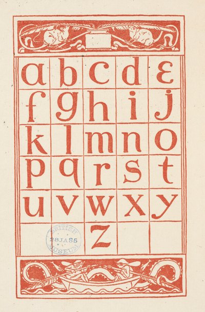 An alphabet table for 