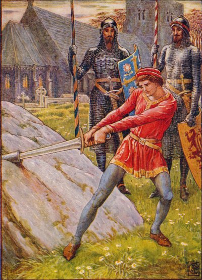 Arthur Draws the Sword from the Stone by Walter Crane