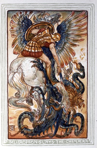 Bellerophon is killing the Chimaera (illustration) by Walter Crane