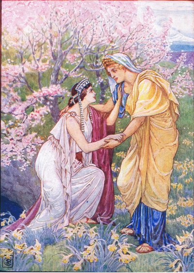 Demeter rejoiced for her daughter was by her side, illustration from The Story of Greece by Walter Crane