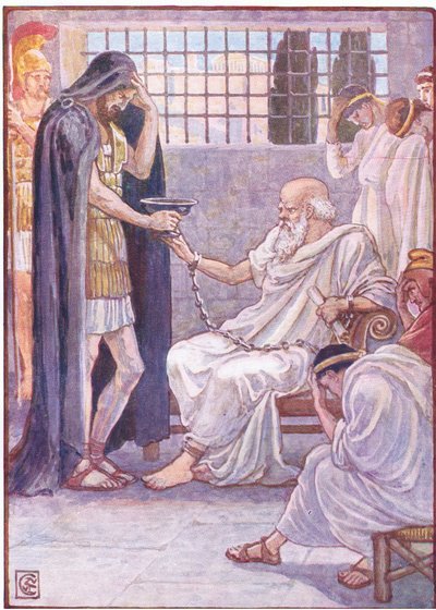 He drank the contents as though it was a draught of wine, illustration from The Story of Greece by Walter Crane