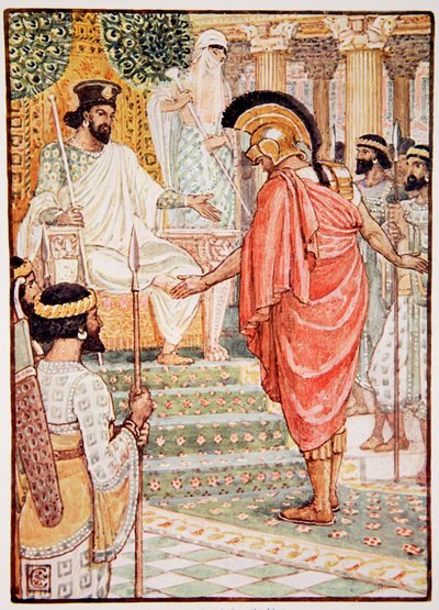 He stood silent before the king, illustration from 