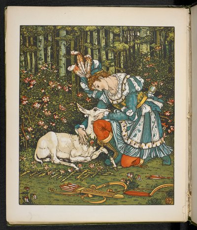 Illustration for the story, the Hind in the wood by Walter Crane