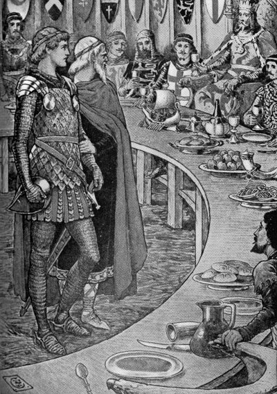 King Arthur - An old man presents Sir Galahad by Walter Crane