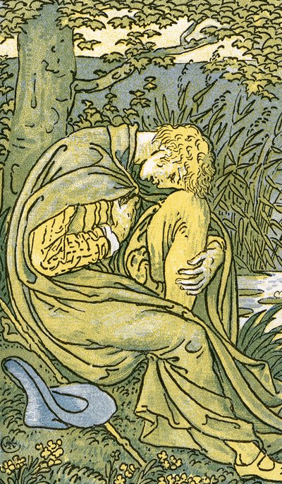 Lover with head bowed in grief, from 