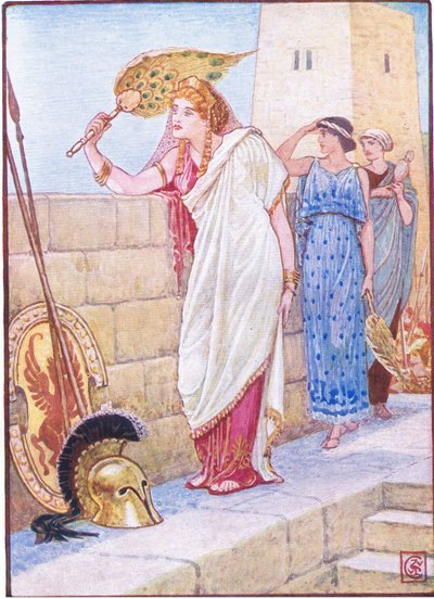 Often she would stand on the walls of Troy, illustration from The Story of Greece by Walter Crane