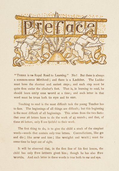 Preface to The Golden Primer. Two Children Carrying a Ladder by Walter Crane