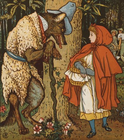 Red Riding Hood (color lithograph) by Walter Crane