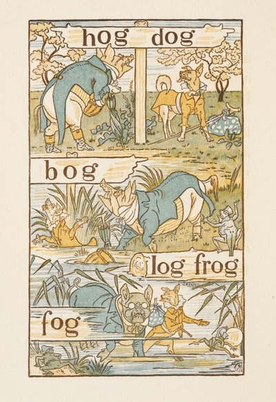 Rhyming words ending in the letter G. The Golden Primer by Walter Crane