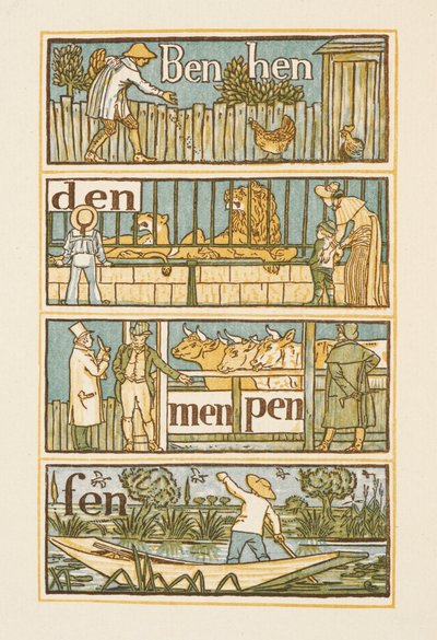 Rhyming words ending in the letter N. The Golden primer by Walter Crane