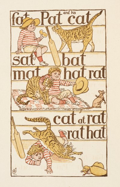 Rhyming words ending in the letter T. The Golden Primer by Walter Crane