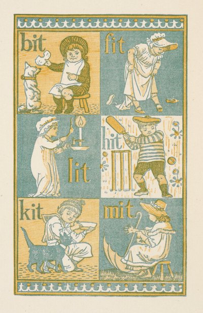 Rhyming words ending in the letter T. The Golden primer by Walter Crane